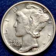 1942 Mercury Dime BU