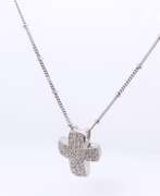 Dazzling White Gold Pave Diamond Cross on Saturn Chain