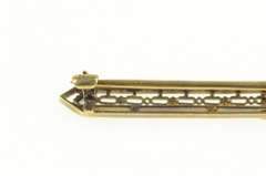 14K Yellow Gold Deco Diamond Pearl Filigree Syn Sapphire Pin/Brooch