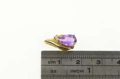 14K Yellow Gold Pear Amethyst Diamond Accent Statement Pendant