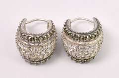 White Crystal Hoop Earrings In Sterling Silver