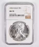 MS70 1992 American Silver Eagle - Graded NGC