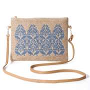 Women Straw Ethnic Pattern Embroidery Crossbody Bag