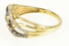 10K White Gold White & Black Diamond Wavy Layered Band Ring