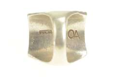 Sterling Silver Garnet Squared Southwestern Stamped OA Ring