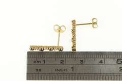 14K Yellow Gold Sapphire Diamond Square Bar Drop Earrings