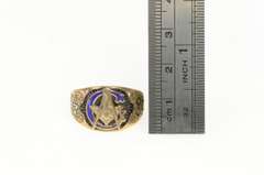 10K Yellow Gold Victorian Masonic G Compass Square Enamel Ring