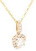New 0.93ctw Round Diamond Halo Pendant Necklace in 14K