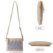Women Straw Ethnic Pattern Embroidery Crossbody Bag