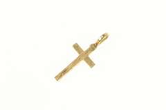 14K Yellow Gold Ornate Textured Cross Christian Faith Symbol Pendant