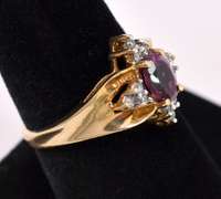 Stunning Rhodolite with Diamonds Ring In Yellow Gold