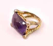 Amazing Large 15.32CTS Amethyst Ring in Gold Plated Sterling Silver