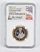 PF70 2000-W $10 Library Of Congress Bimetallic Commemorative Everhart NGC