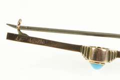9K Yellow Gold Victorian Oval Turquoise Statement Bar Pin/Brooch