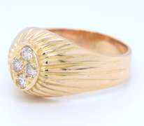 Elegant Yellow Gold 4 Stone Diamond Gent's Ring