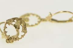 14K Yellow Gold Traditional Celtic Irish Claddagh Dangle Earrings