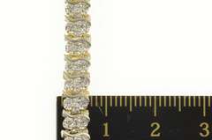 14K Yellow Gold 1.58 Ctw Diamond Classic Wavy Link Tennis Bracelet