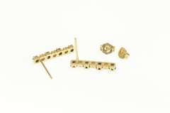 14K Yellow Gold Sapphire Diamond Square Bar Drop Earrings