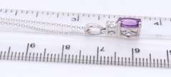 Fantastic White Gold Oval Amethyst and Diamond Pendant on Chain Necklace