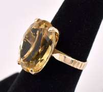 Large Citrine Ring In 14K Yellow Gold