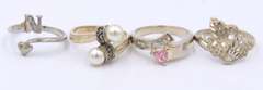Vintage 925 Sterling Silver Group Lot of 4 Rings