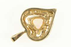 10K Yellow Gold Heart Syn. Opal Diamond Love Symbol Pendant