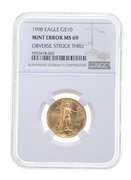 MS69 Error 1998 $10 American Gold Eagle OBV Struck Thru Graded NGC