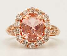 18kt Rose Gold Plated Morganite Halo Cocktail Ring