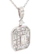 New 1.11ctw Mixed Diamond Pendant Necklace in 14K White Gold