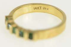 14K Yellow Gold Natural Emerald Classic Wedding Band Ring