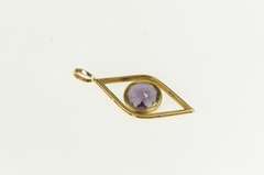 14K Yellow Gold Amethyst Ornate Navette Retro Statement Pendant