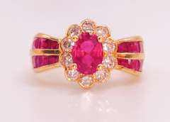 18kt Solid Yellow Gold, Ruby, & Diamond Ring
