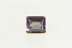 14K Yellow Gold 1940's Emerald Cut Amethyst Squared Filigree Ring