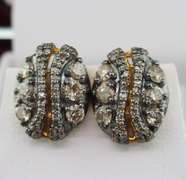 Diamond Banked Tourmaline River Earrings with Gold Plated Silver