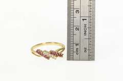 14K Yellow Gold Natural Ruby Diamond Bypass Vintage Band Ring