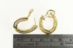 14K Yellow Gold 1.36 Ctw Diamond Curved Loop Statement Earrings