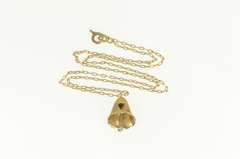 14K Yellow Gold 1960's Diamond Wedding Bell Classic Chain Necklace