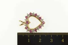 10K Yellow Gold Ruby Diamond Classic Heart Love Symbol Pendant