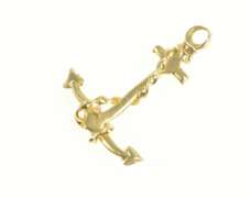 14K Yellow Gold 3D Anchor Hope Symbol Sailing Nautical Charm/Pendant