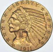 1911-D $5 Indian Head Gold Half Eagle