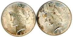 Two Different Peace Silver Dollars: 1922 & 1923