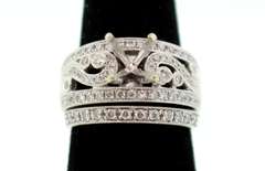 WOMENS 14 KT WHITE GOLD DIAMOND RING WEDDING SET