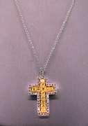 Fancy 18kt/14kt Diamond Cross Pendant and Chain