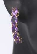 Stunning Yellow Gold oval Cut Amethyst Half Hoop Earrings