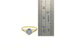 14K Yellow Gold Natural Sapphire Diamond Accent Engagement Ring