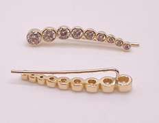 14kt Solid Yellow Gold & Diamond Earrings