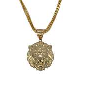 14K YELLOW GOLD LION CHARM NECKLACE