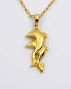 Dancing Dolphins Pendant on Necklace