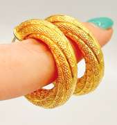 18kt Solid Yellow Gold Large Twist Hoop Earrings