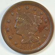 Handsome fully struck 1854 Braided Hair Large Cent in Mint